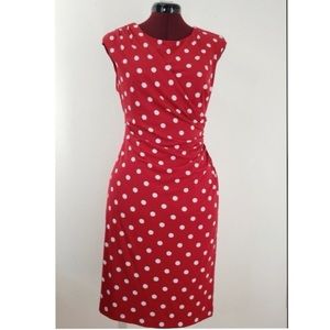 Connected apparel Red dress with white polka dots